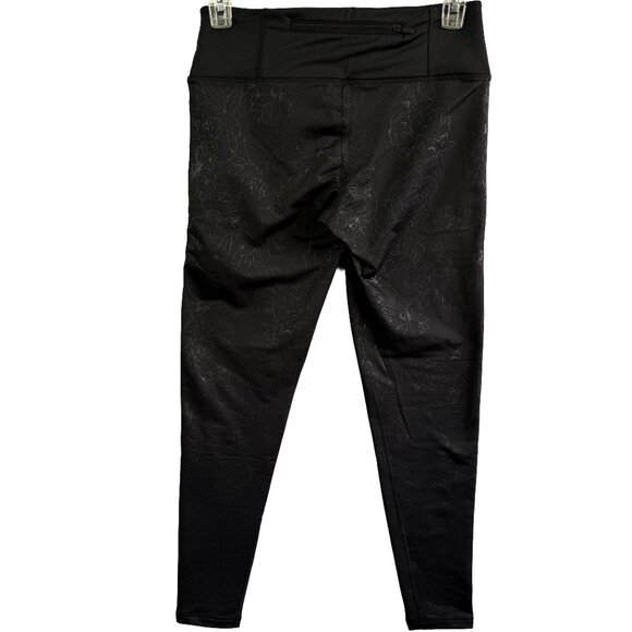 NWT ADIDAS CLIMALITE Embossed Black Floral Tights Active Leggings Women’s Size L - Picture 2 of 13